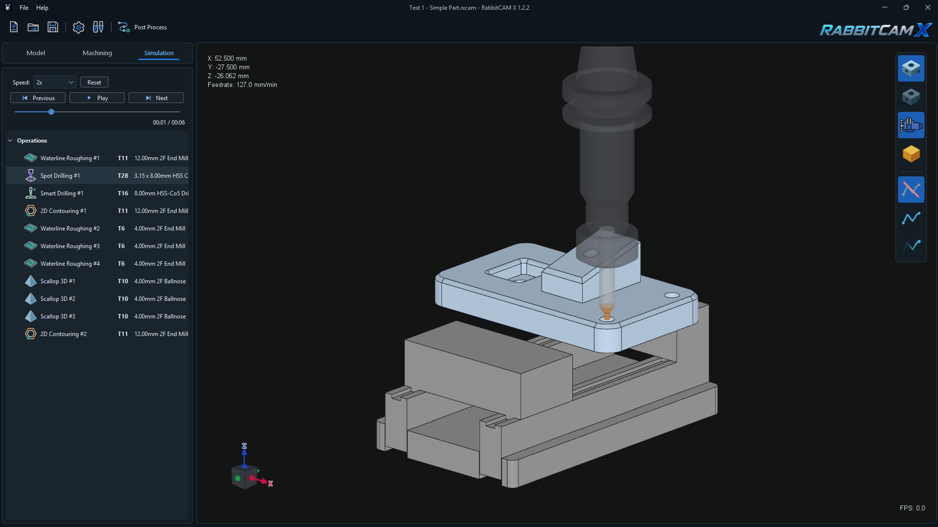 RabbitCAM X - Spot Drilling Operation